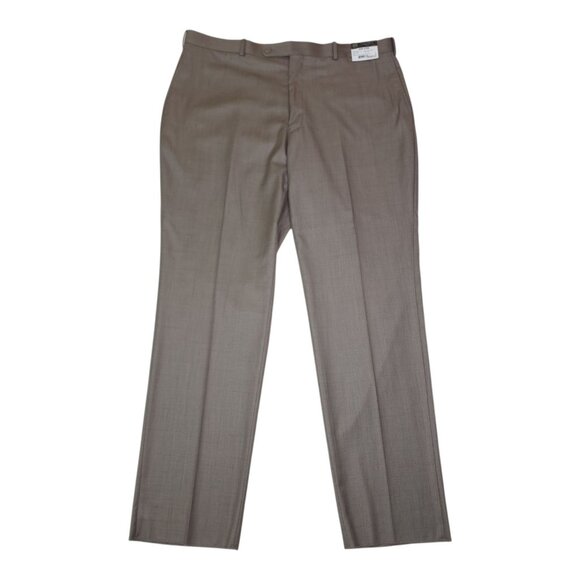 Caravelli Mens Tan Dress Pants 48R Not Hemmed Flat Front Designed In Italy - Picture 15 of 15
